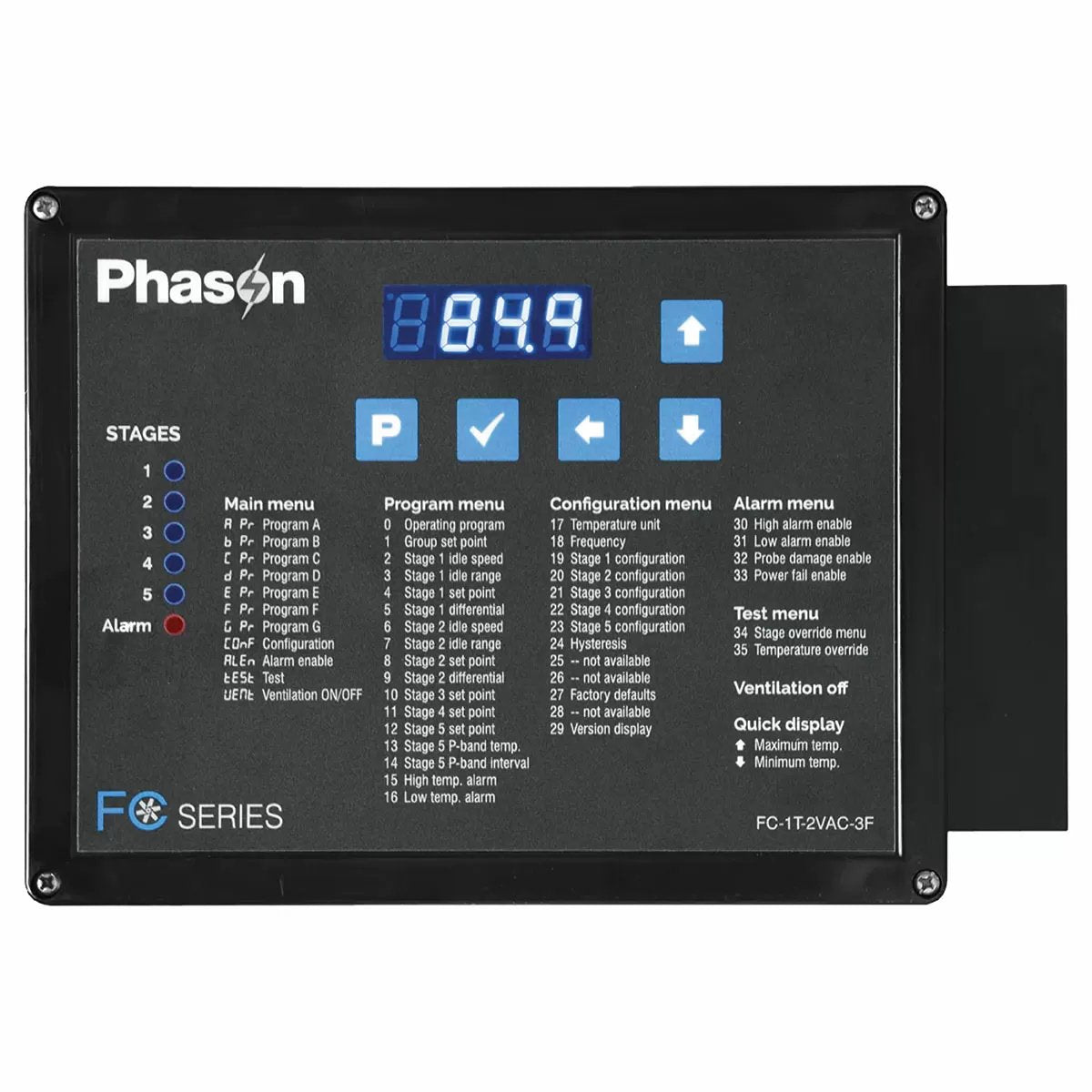 Phason Staged Environment Controller for Fans & Heaters - FC - 1T - 2VAC - 3F - QC Supply -