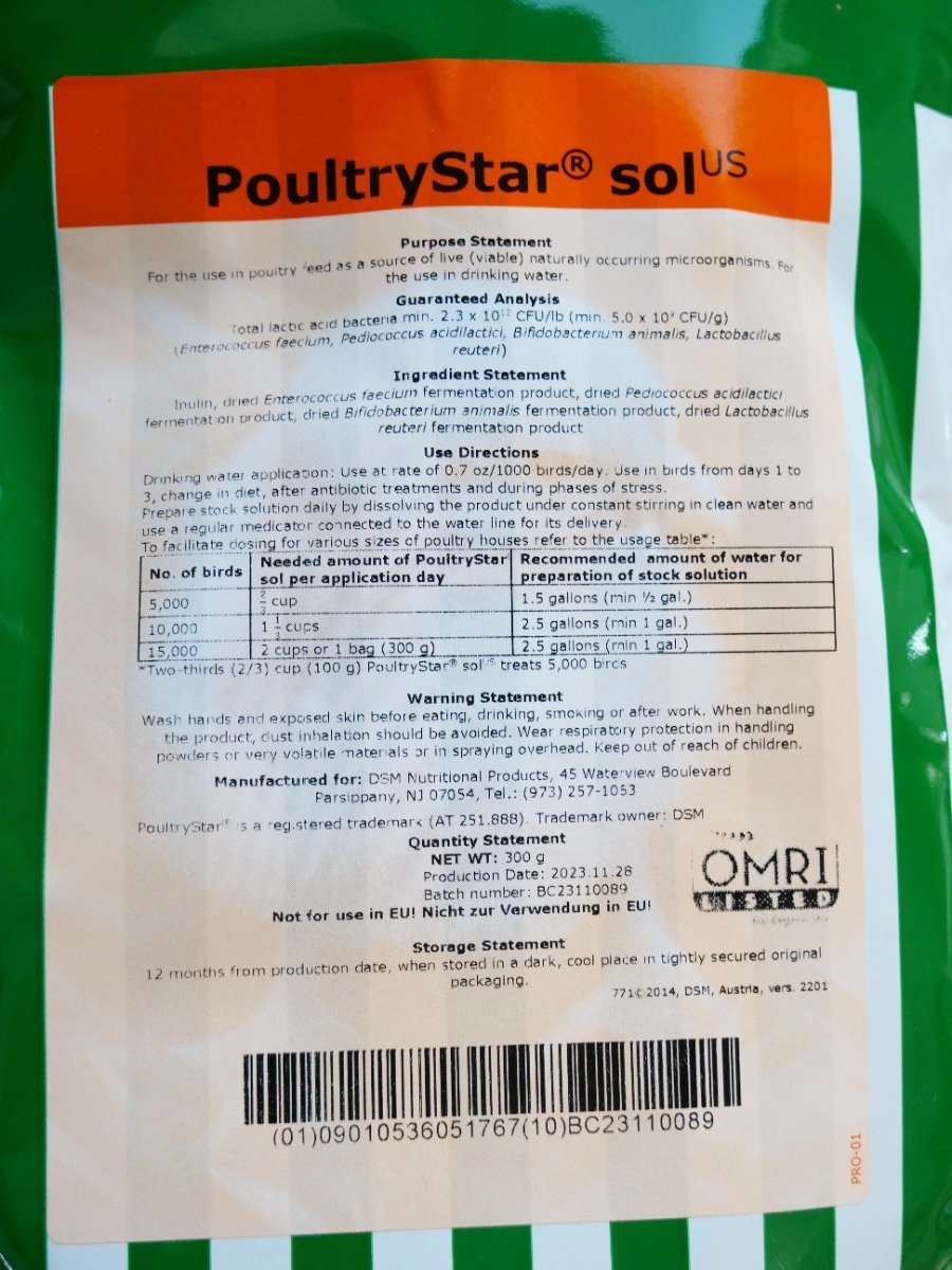 PoultryStar sol Synbiotic Additive - 300G Bag - QC Supply -