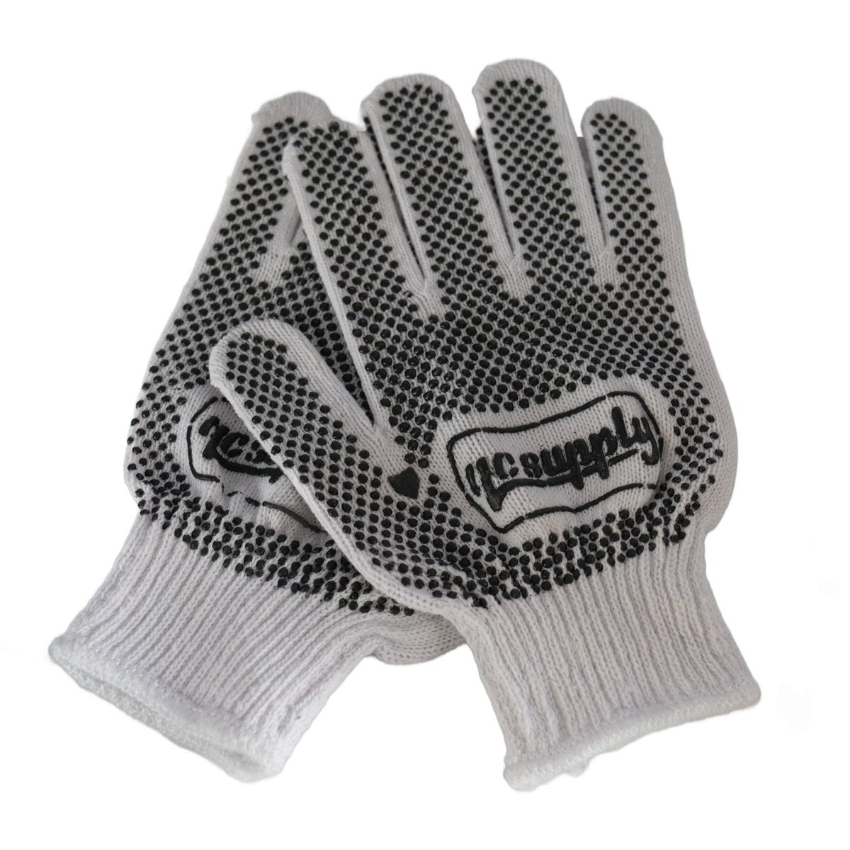 PVC Black Dot String Knit Gloves - 12 Pairs - QC Supply -