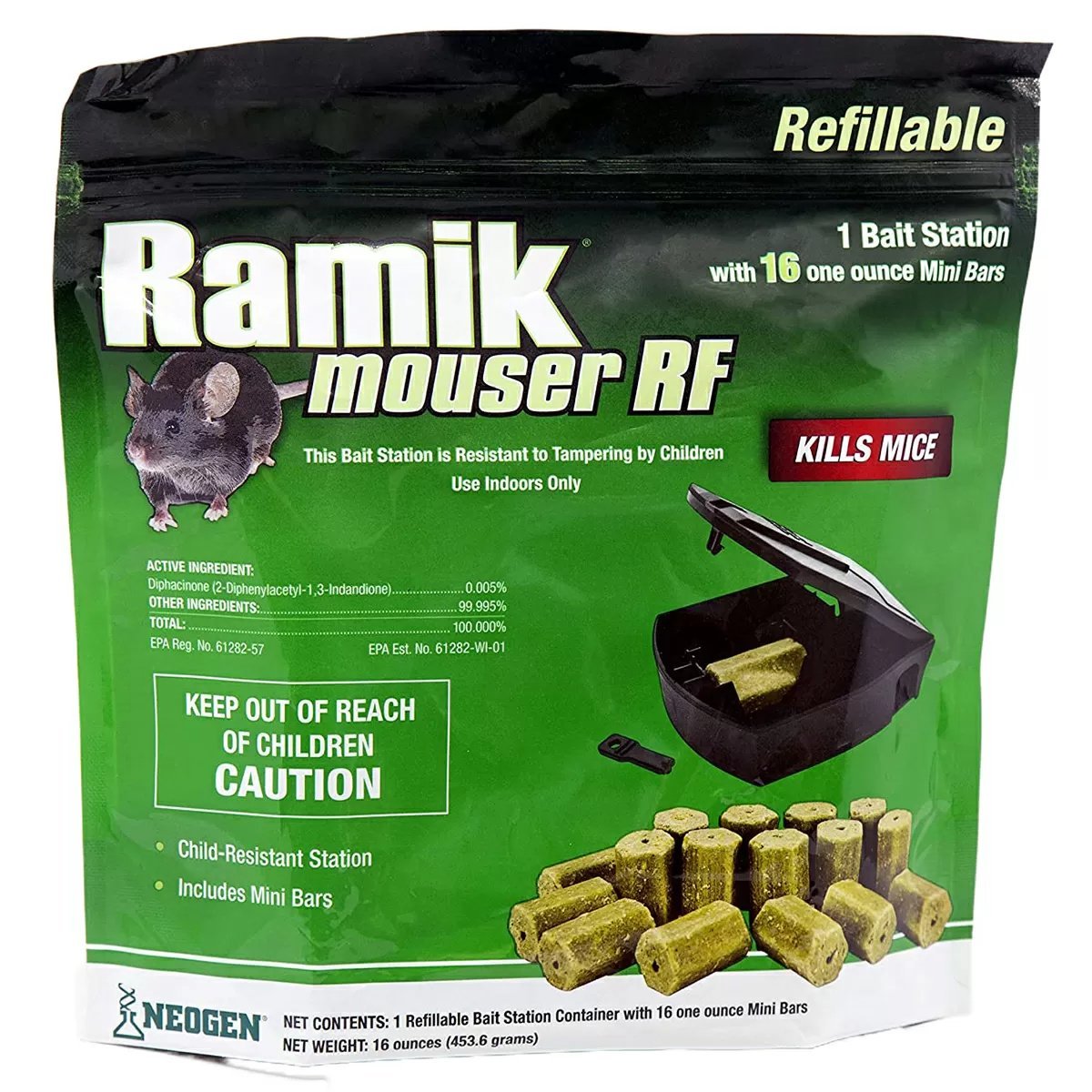 Ramik® Mouser Refillable Bait Station - 1 Station w/16 Mini Bait Bars - QC Supply -
