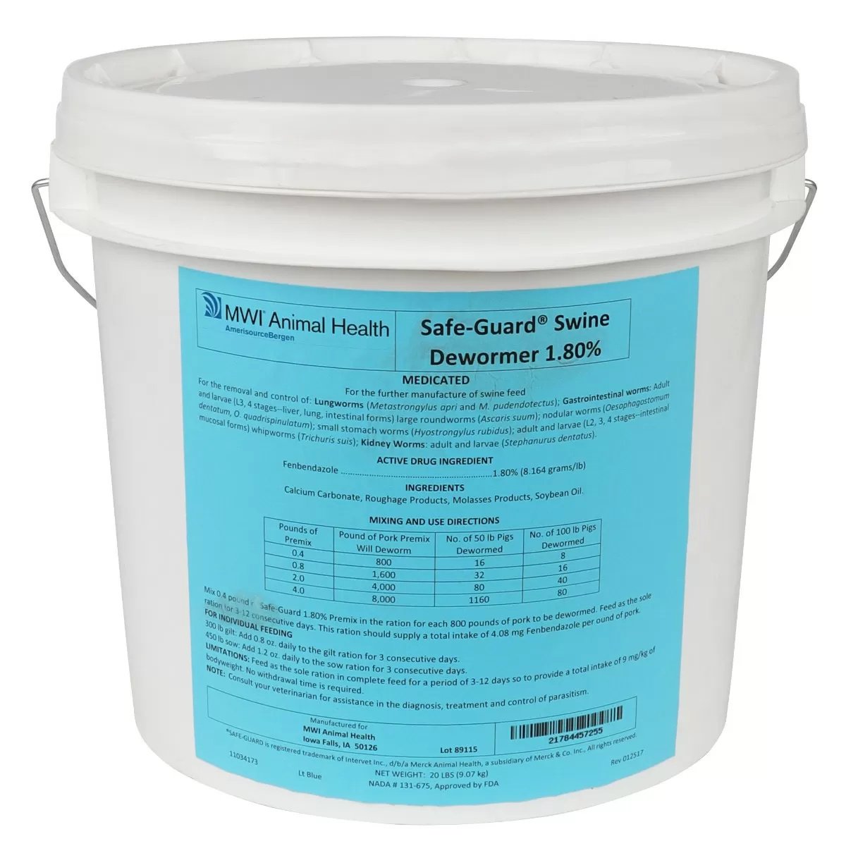 Safe - Guard® 1.8% Swine Dewormer - 20 lbs. - QC Supply -