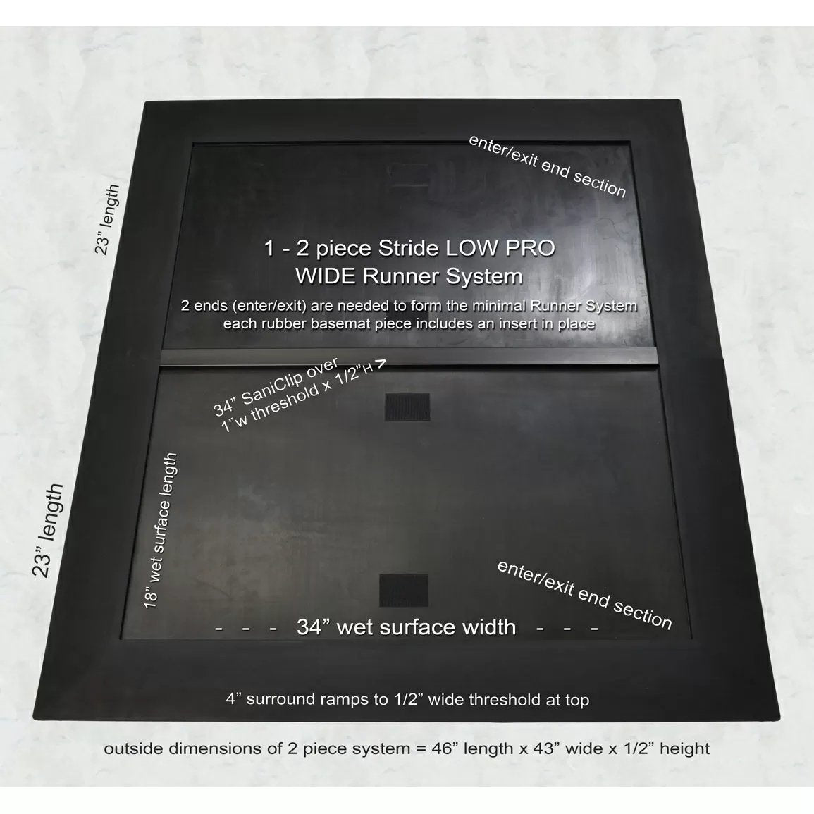 SaniStride® STRIDE Disinfectant Mat WIDE Runner End Piece Low Profile - QC Supply -