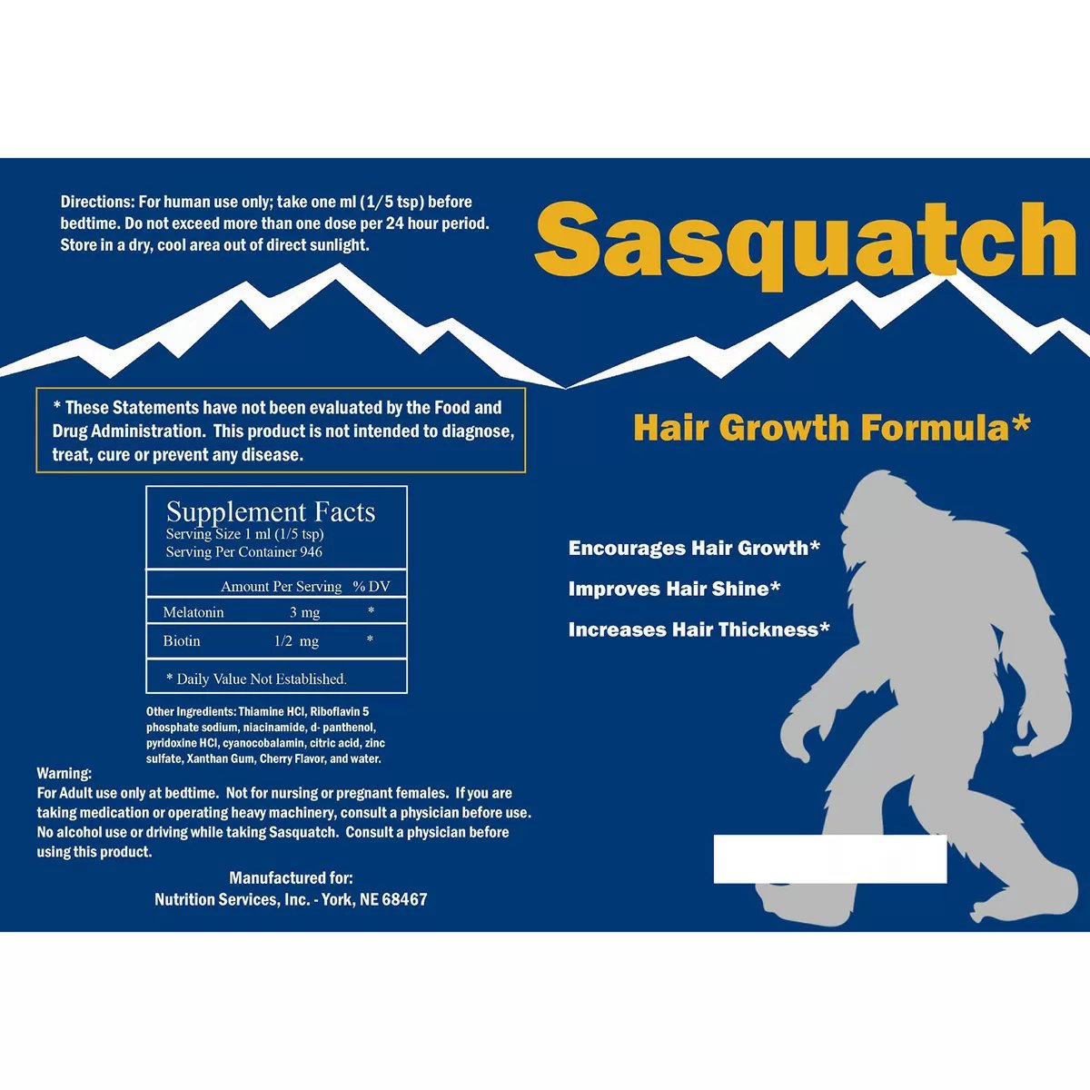 Sasquatch Hair Growth Formula - 1 Gallon - QC Supply -