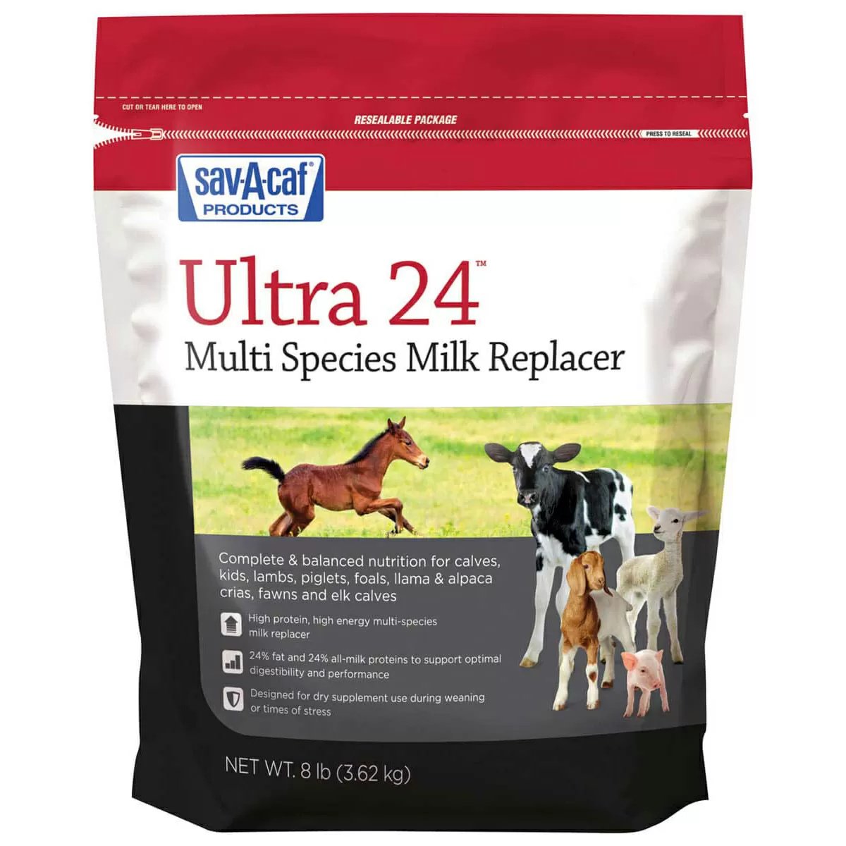 sav - a - caf Ultra 24™ Multi - Purpose Milk Replacer - 8 lb Bag - QC Supply -