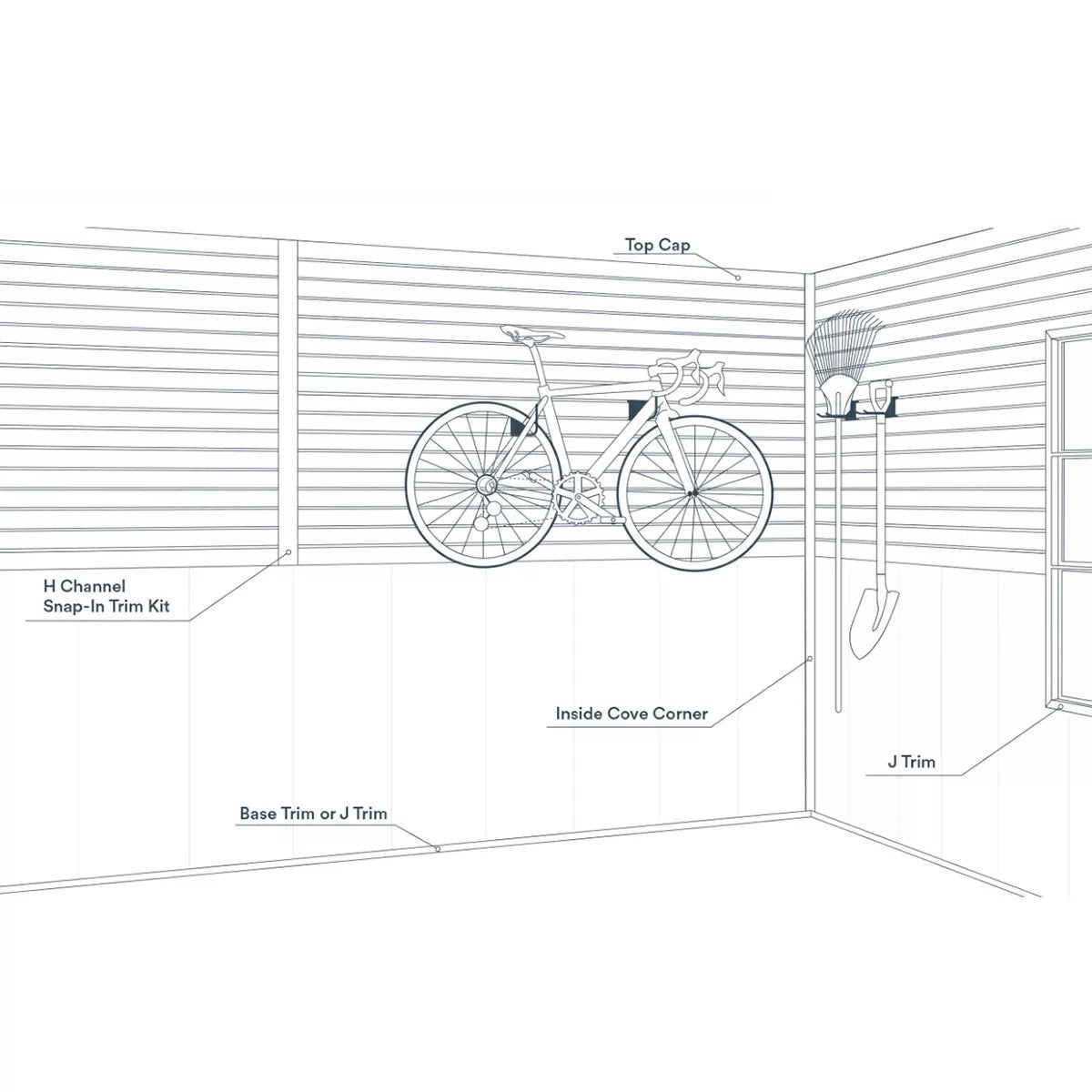 Trusscore Wall & Ceiling Trim Gray - J Trim 10' - QC Supply -