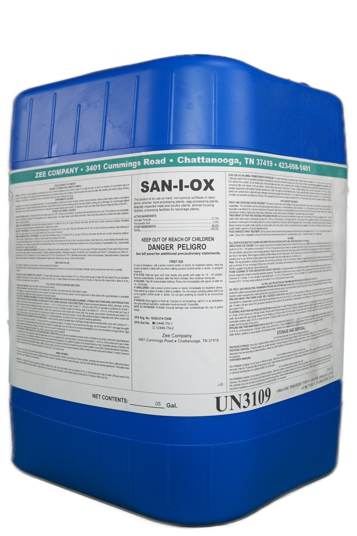 Valley Chemical Solutions San I - Ox Peracetic Acid Sanitizer - 5 Gal - QC Supply -