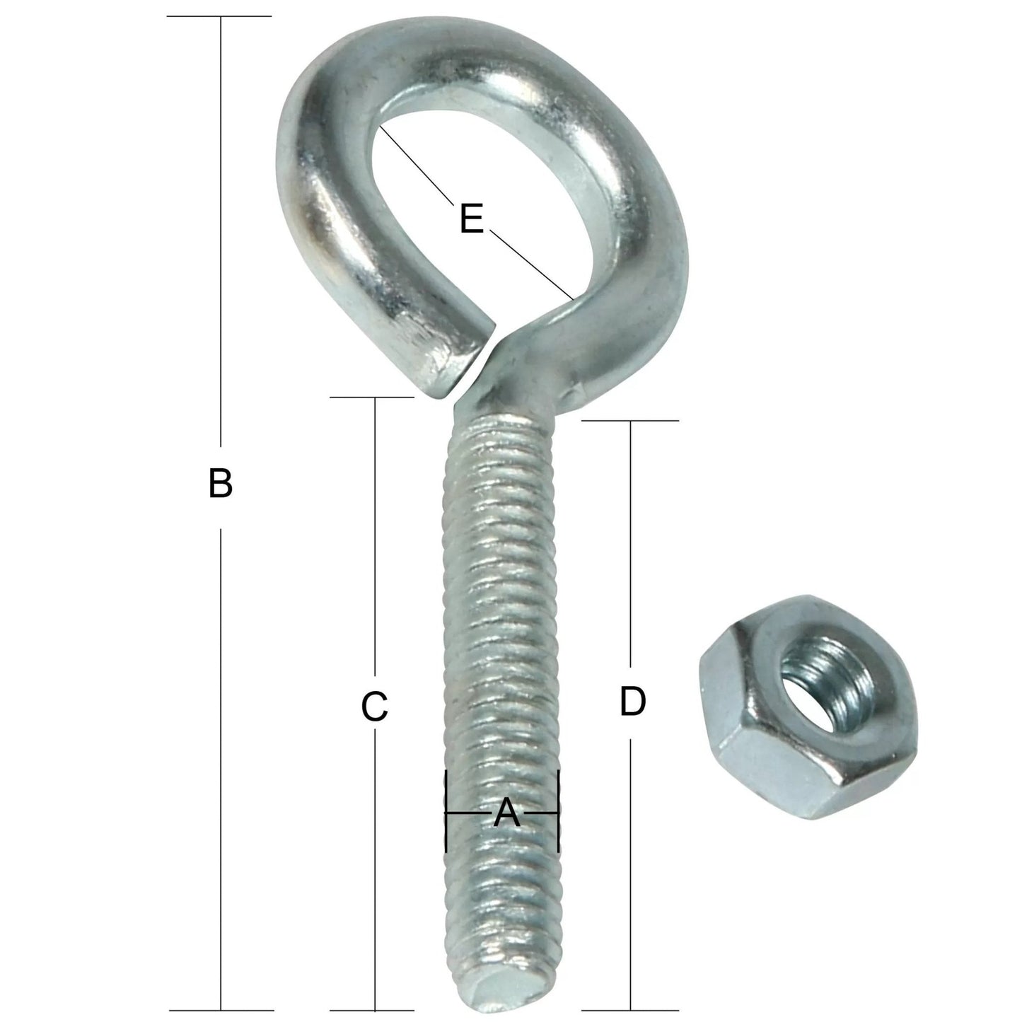 Zinc Eye Bolt 1/4" x 2 1/2" - QC Supply -
