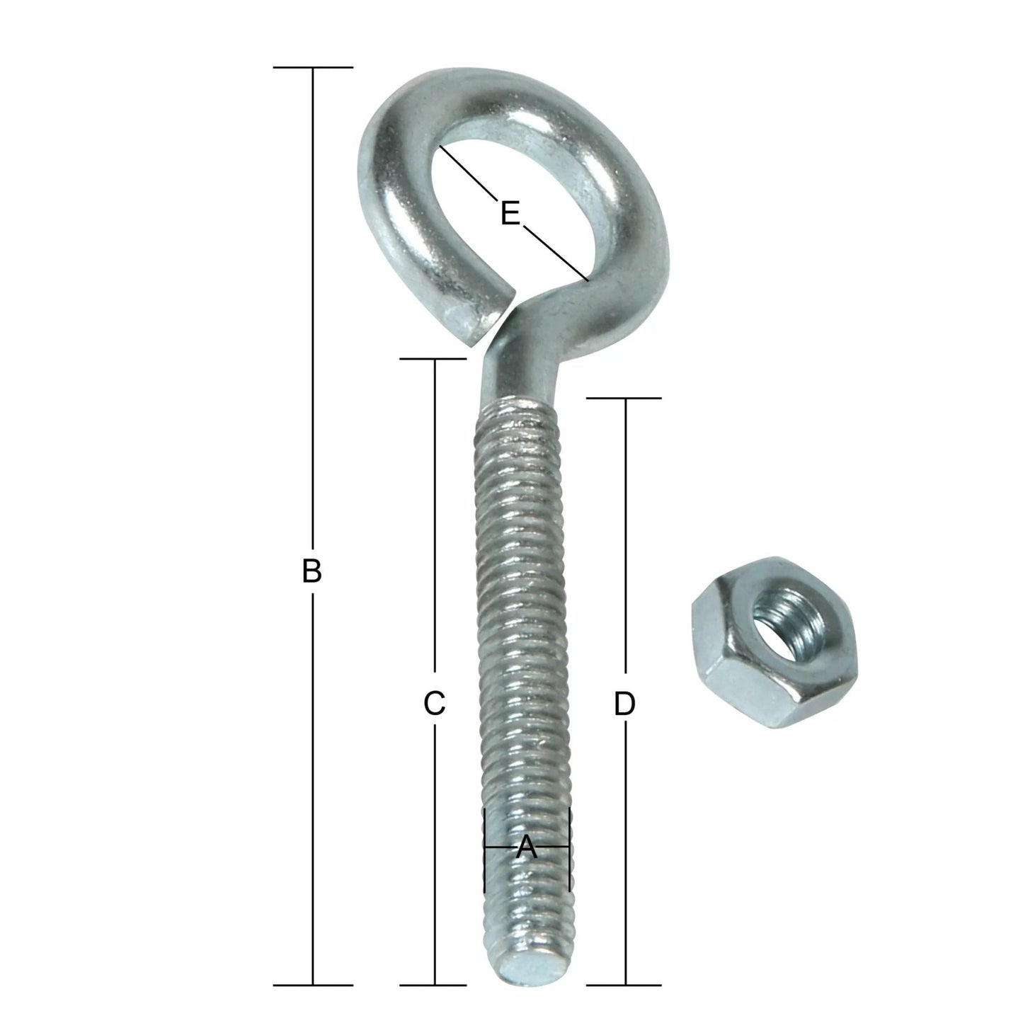 Zinc Eye Bolt 1/4" x 3" - QC Supply -