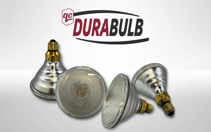 DURABulb heat lamps with brass base and heavy-duty glass for agricultural use