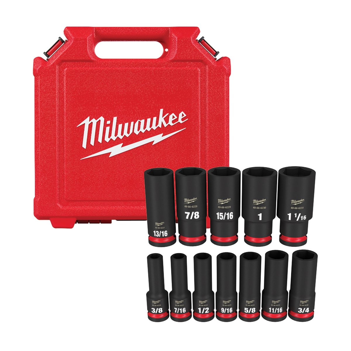 1/2" Drive SAE Deep 6 - Point Socket Set - 12 Piece - QC Supply - 
