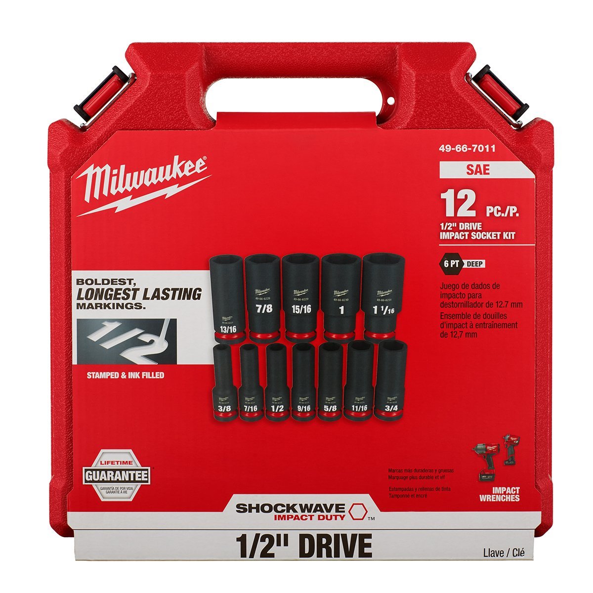 1/2" Drive SAE Deep 6 - Point Socket Set - 12 Piece - QC Supply - 