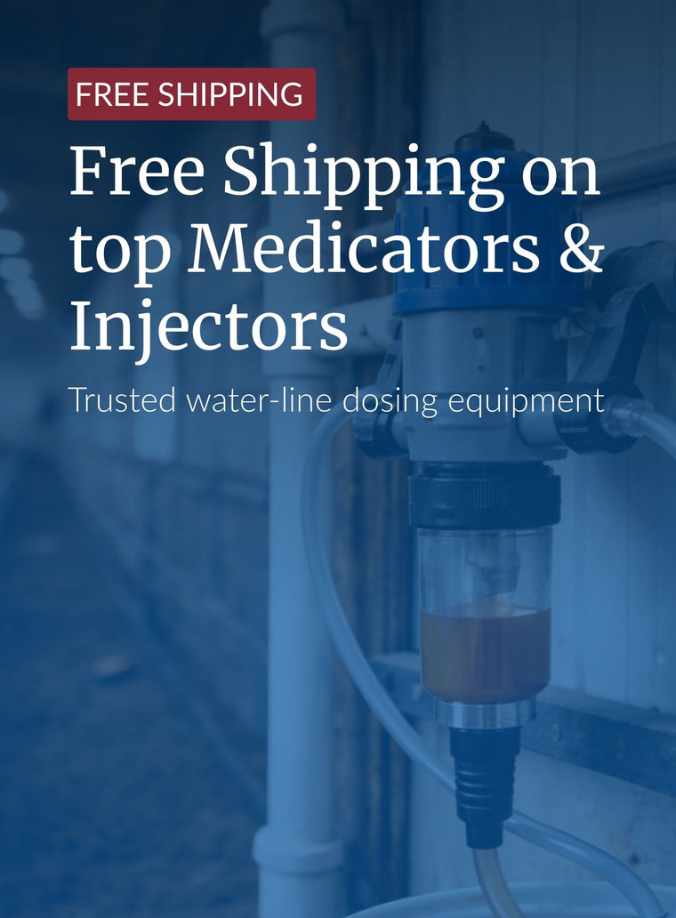 Water-line medicator system installed inside a livestock barn