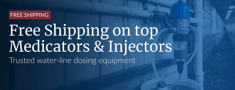 Water-line medicator system installed inside a livestock barn