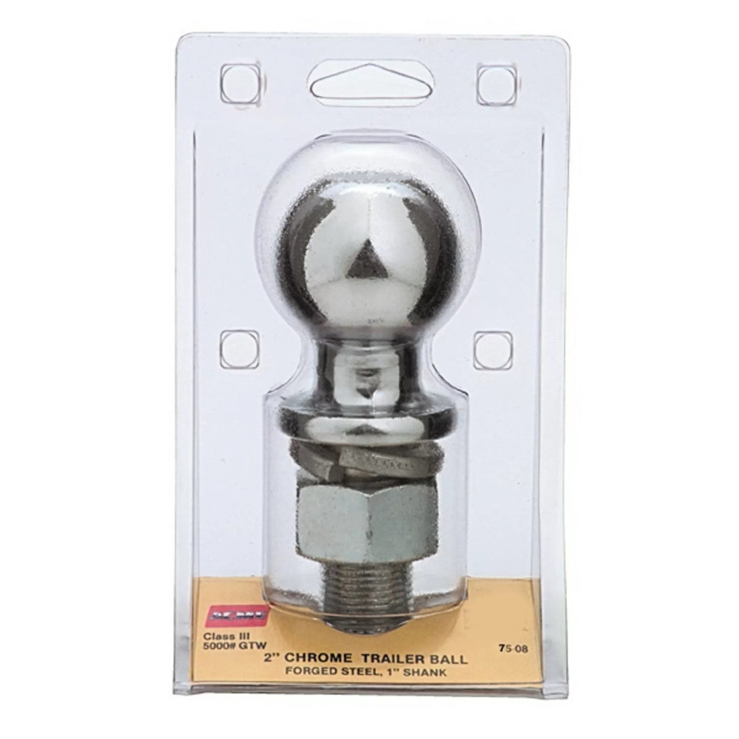 2" Chrome Trailer Ball Hitch Regular/Packaging - QC Supply - 