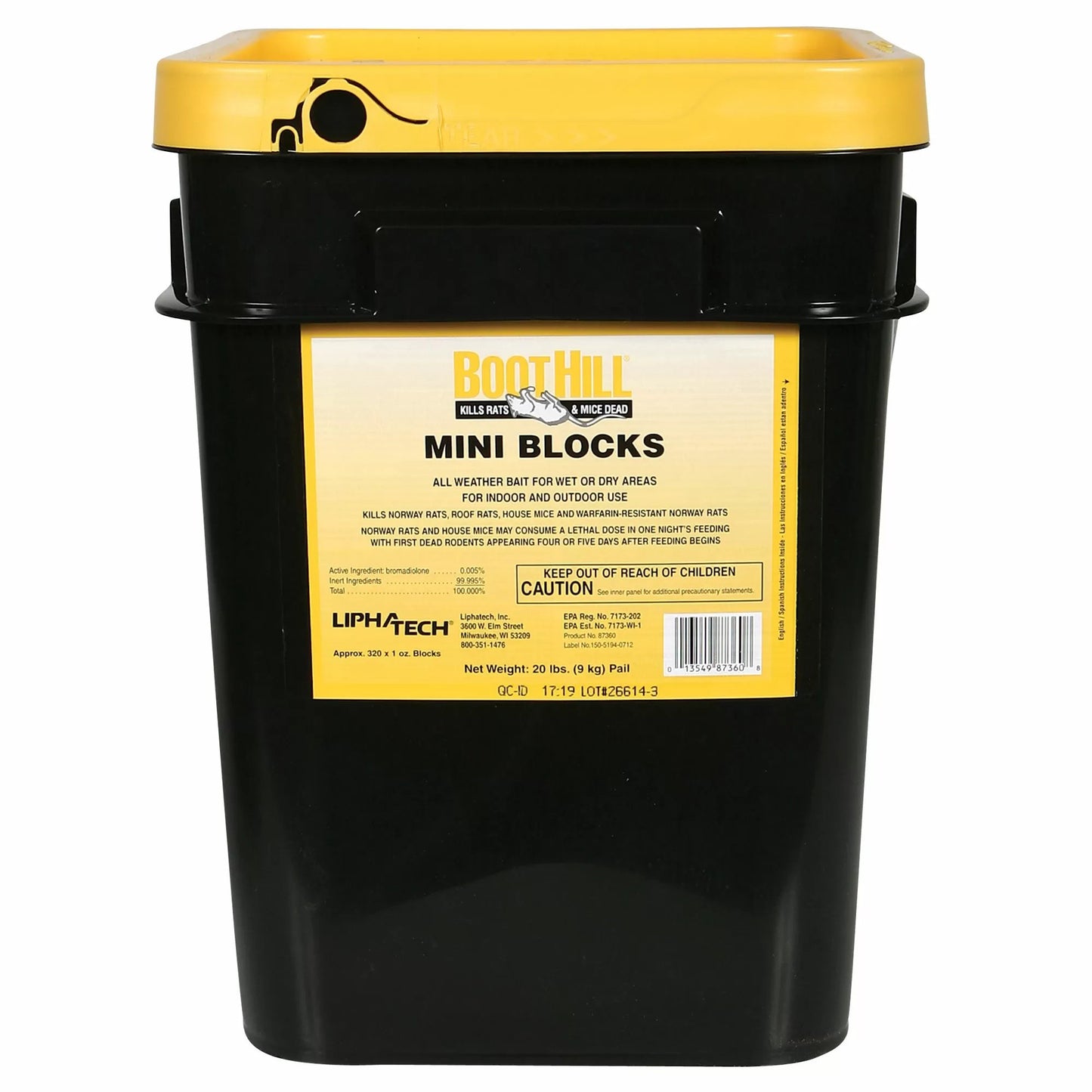 BootHill Rat & Mouse Mini Blocks Bait - 20 lb Bucket
