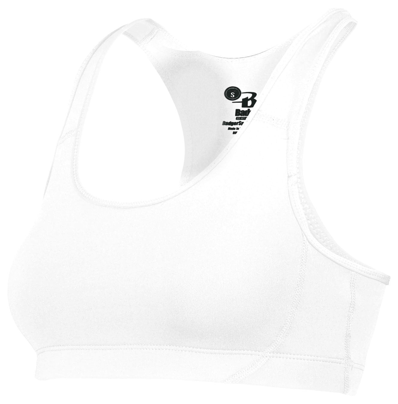 Badger Racerback Sports Bra - White