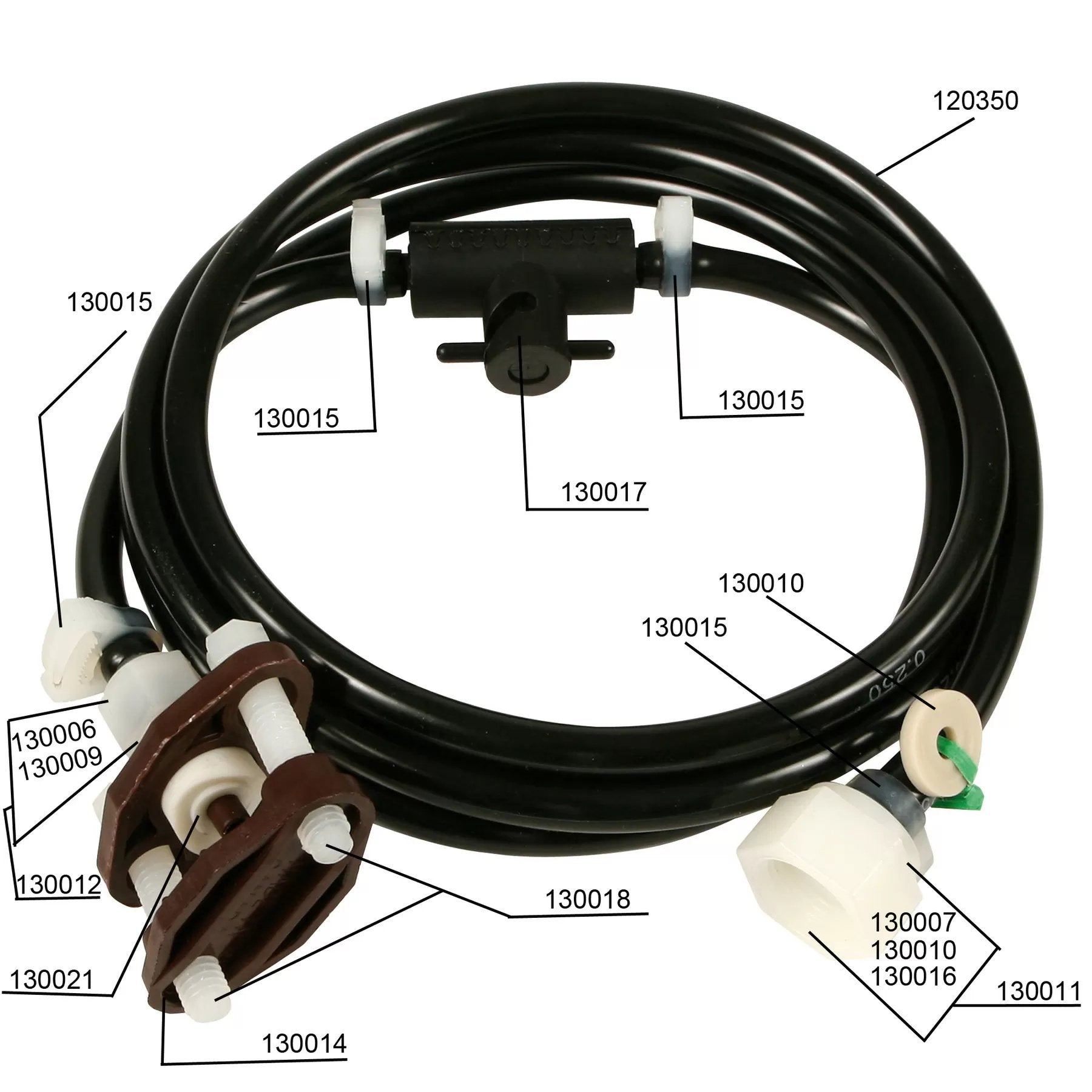 6' Plumbing Kit with InLine Shut Off & Black Hose Parts - QC Supply - 