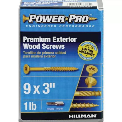 9 x 3" Power Pro™ Outdoor Wood Screw - Star Drive - Ceramic Coated - 1 lb. Box - QC Supply - 