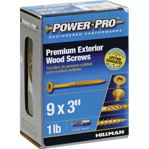 9 x 3" Power Pro™ Outdoor Wood Screw - Star Drive - Ceramic Coated - 1 lb. Box - QC Supply - 