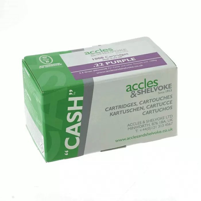 Accles & Shelvoke .22 Caliber Purple 2.5 Grain Cartridges - 1,000/Box - QC Supply - 
