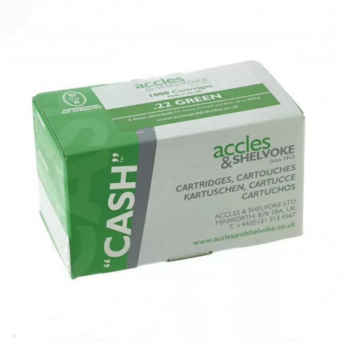 Accles & Shelvoke CASH® .22 Caliber Green 3 Grain Cartridges - 1,000/Box - QC Supply - 