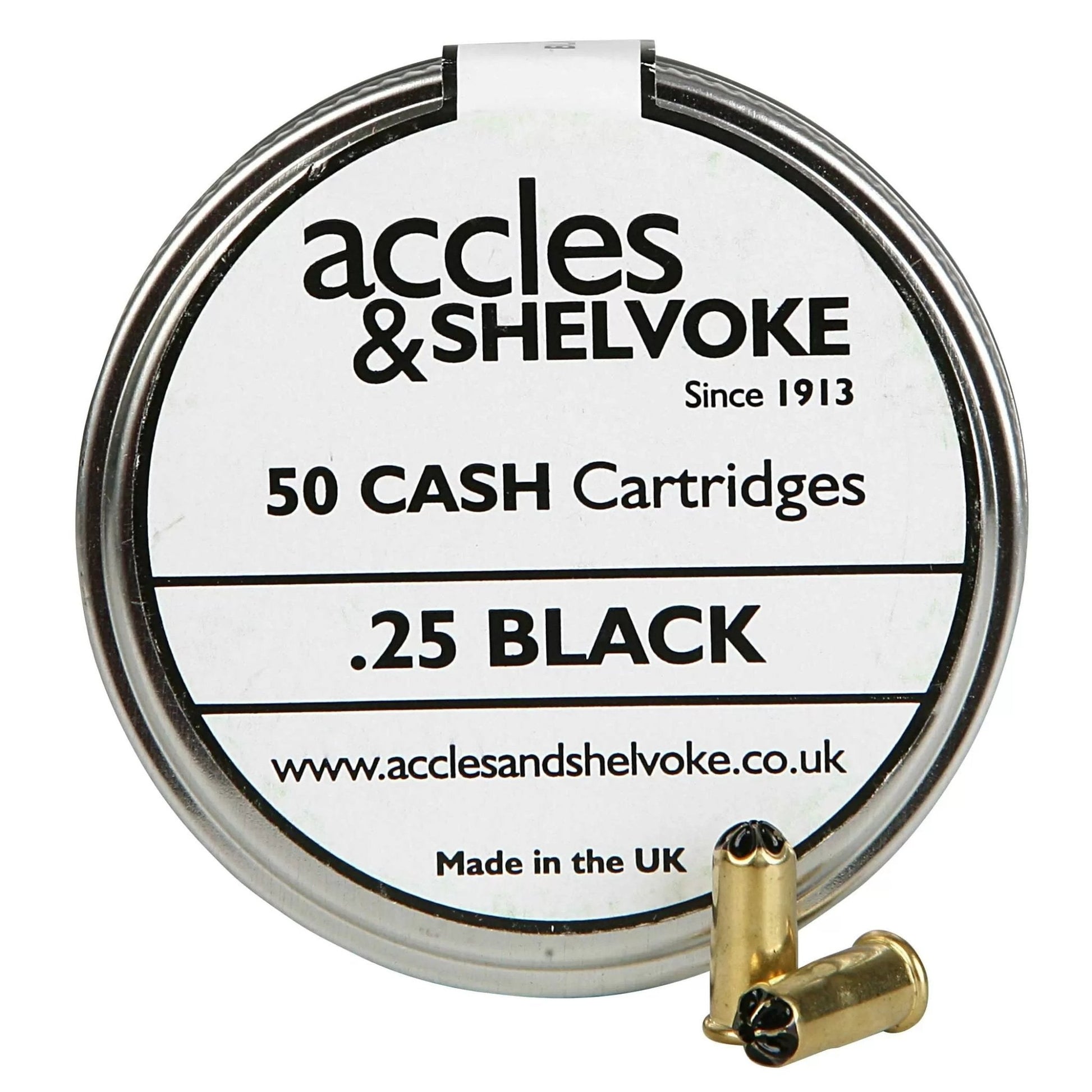 Accles & Shelvoke CASH® .25 Caliber Black 4 Grain Cartridges - 50/Tin - QC Supply - 