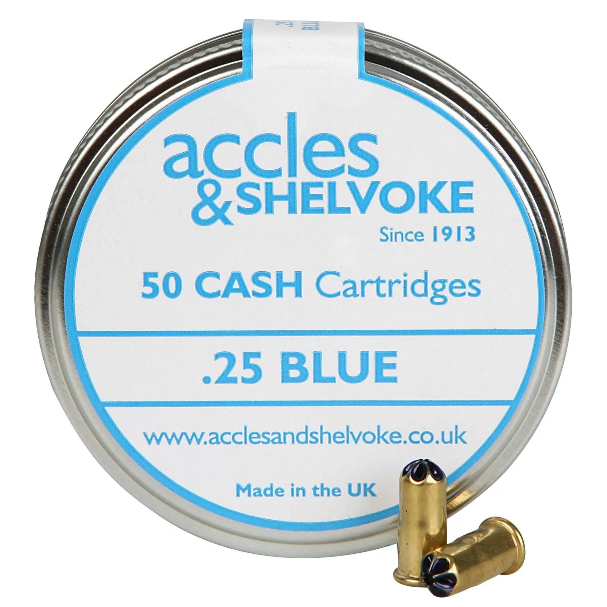 Accles & Shelvoke CASH® .25 Caliber Blue 3 Grain Cartridges - 50/Tin - QC Supply - 