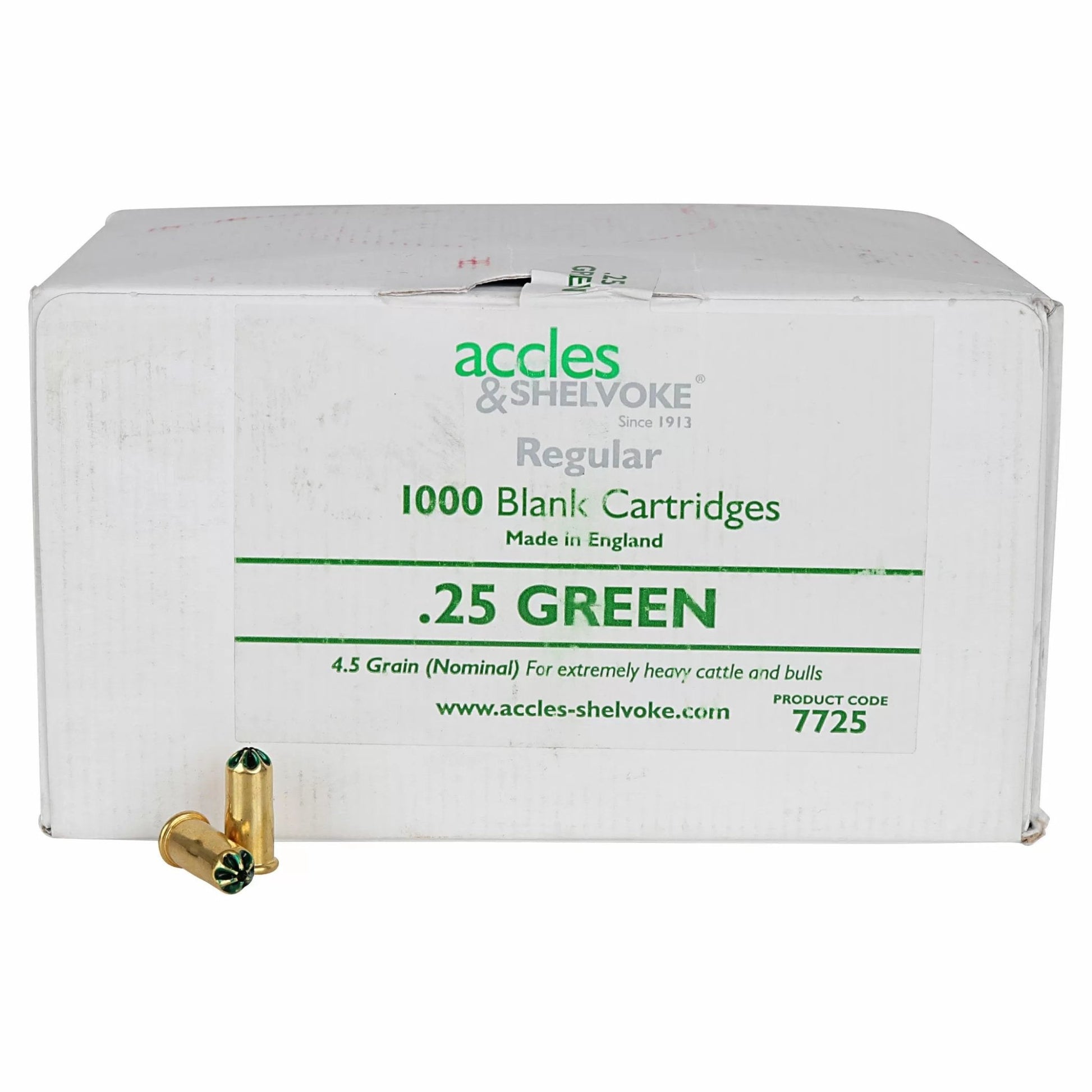 Accles & Shelvoke CASH® .25 Caliber Green 4.5 Grain Cartridges - 1,000/Box - QC Supply - 