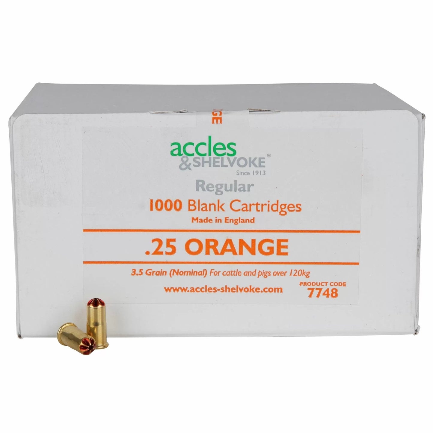 Accles & Shelvoke CASH® .25 Caliber Orange 3.5 Grain Cartridges - 1,000/Box - QC Supply - 