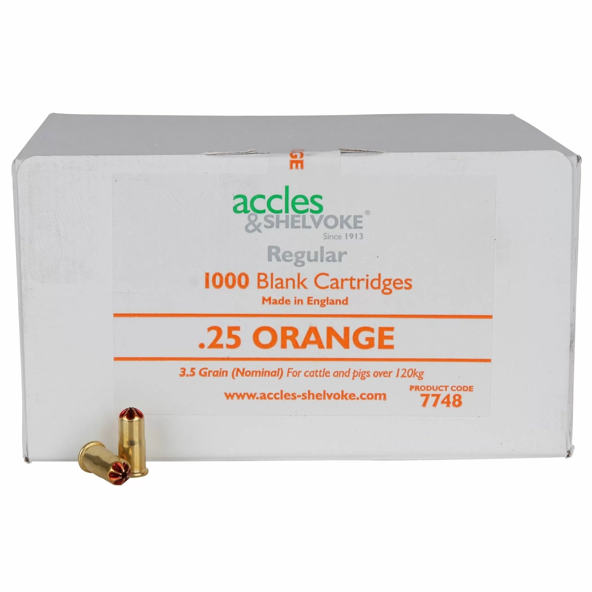 Accles & Shelvoke CASH® .25 Caliber Orange 3.5 Grain Cartridges - 1,000/Box - QC Supply - 