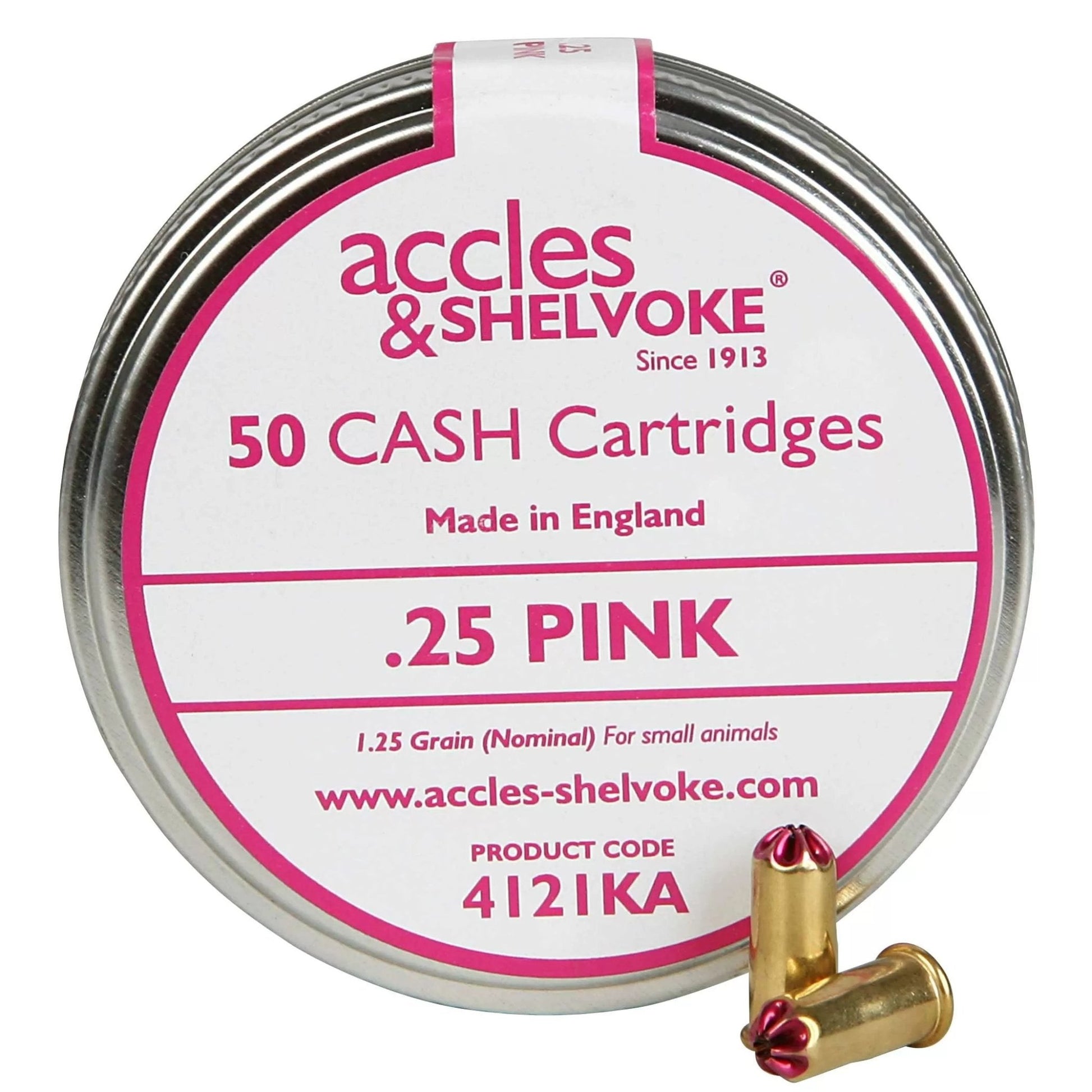 Accles & Shelvoke CASH® .25 Caliber Pink 1.25 Grain Cartridges - 50/Tin - QC Supply - 