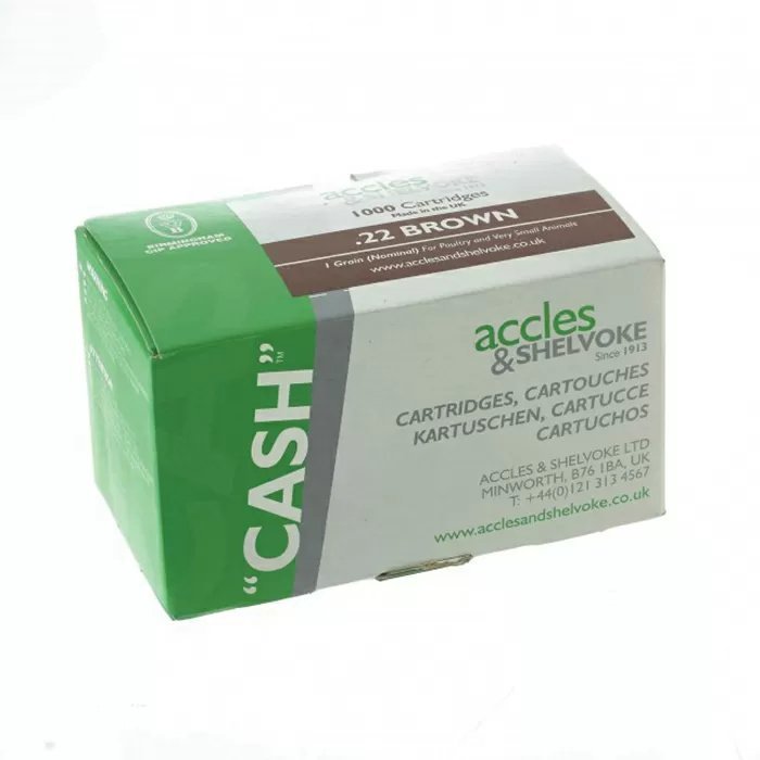 Accles & Shelvoke CASH®.22 Caliber Brown 1 Grain Cartridges - 1,000/Box - QC Supply - 