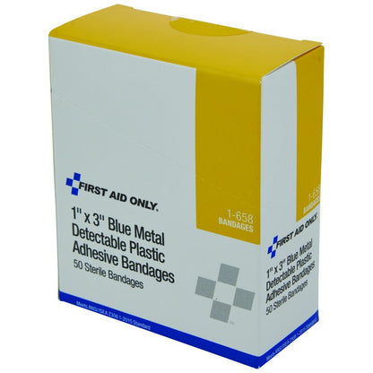 Acme® Metal Detectable Blue Plastic Bandages – 1" x 3" - QC Supply - 