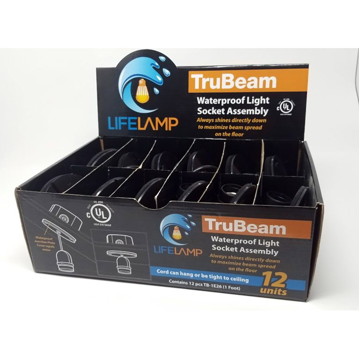 Adjustable Tru Beam Waterproof Light Socket w/1' Long Stem - QC Supply - 
