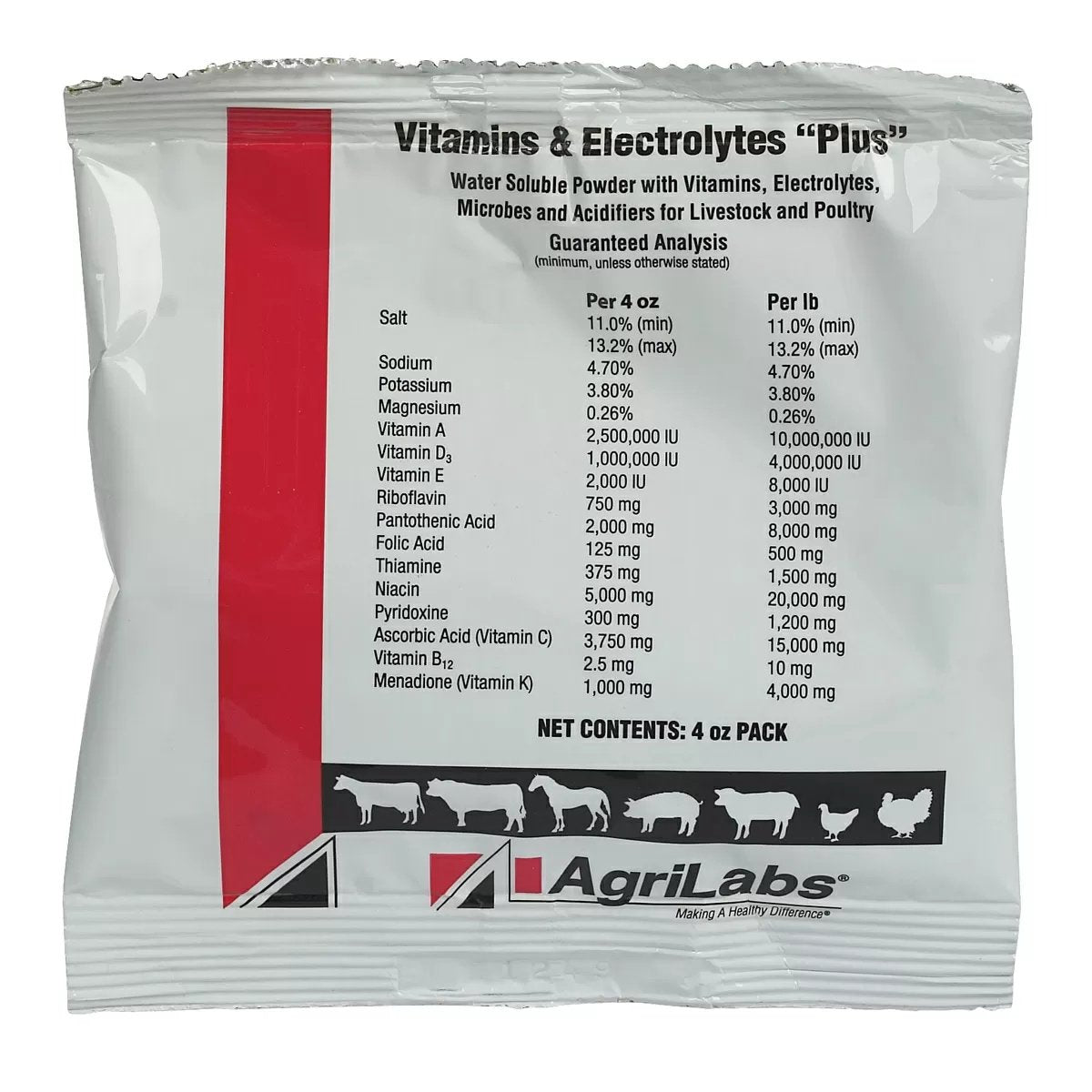 AgriLabs® Vitamins & Electrolytes "Plus" - 4 oz. - QC Supply - 