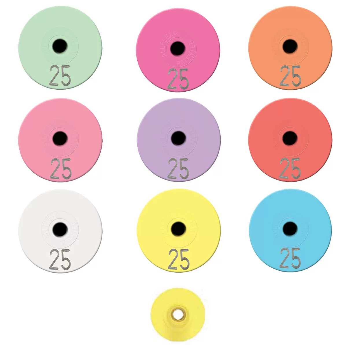 Allflex® Round Button Ear Tag Set Numbered - 25/Bag - QC Supply - 