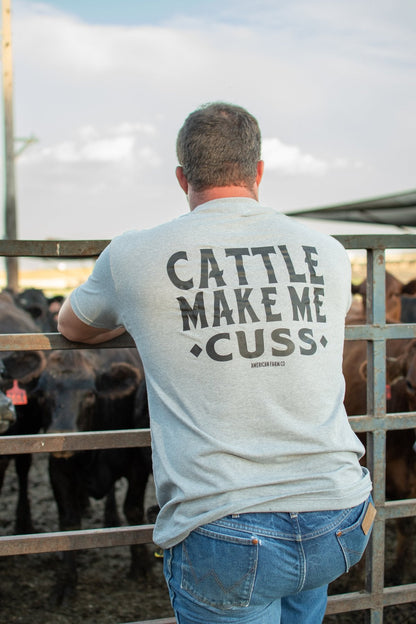 American Farm Co. Cattle Make Me Cuss Gray T-Shirt - QC Supply - 