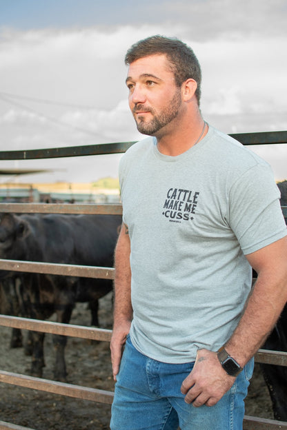 American Farm Co. Cattle Make Me Cuss Gray T-Shirt - QC Supply - 