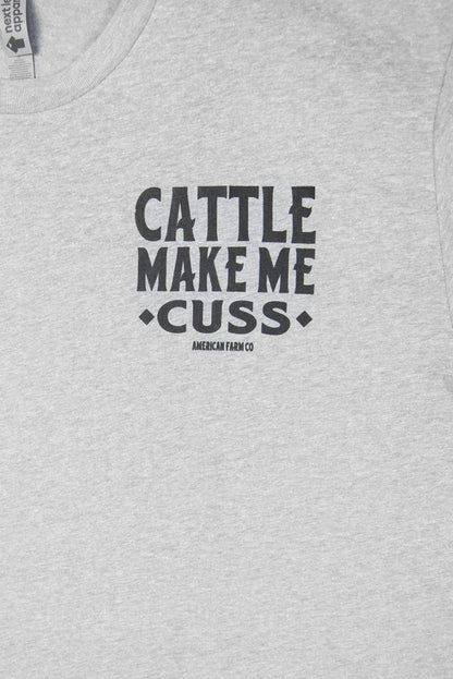 American Farm Co. Cattle Make Me Cuss Gray T-Shirt - QC Supply - 