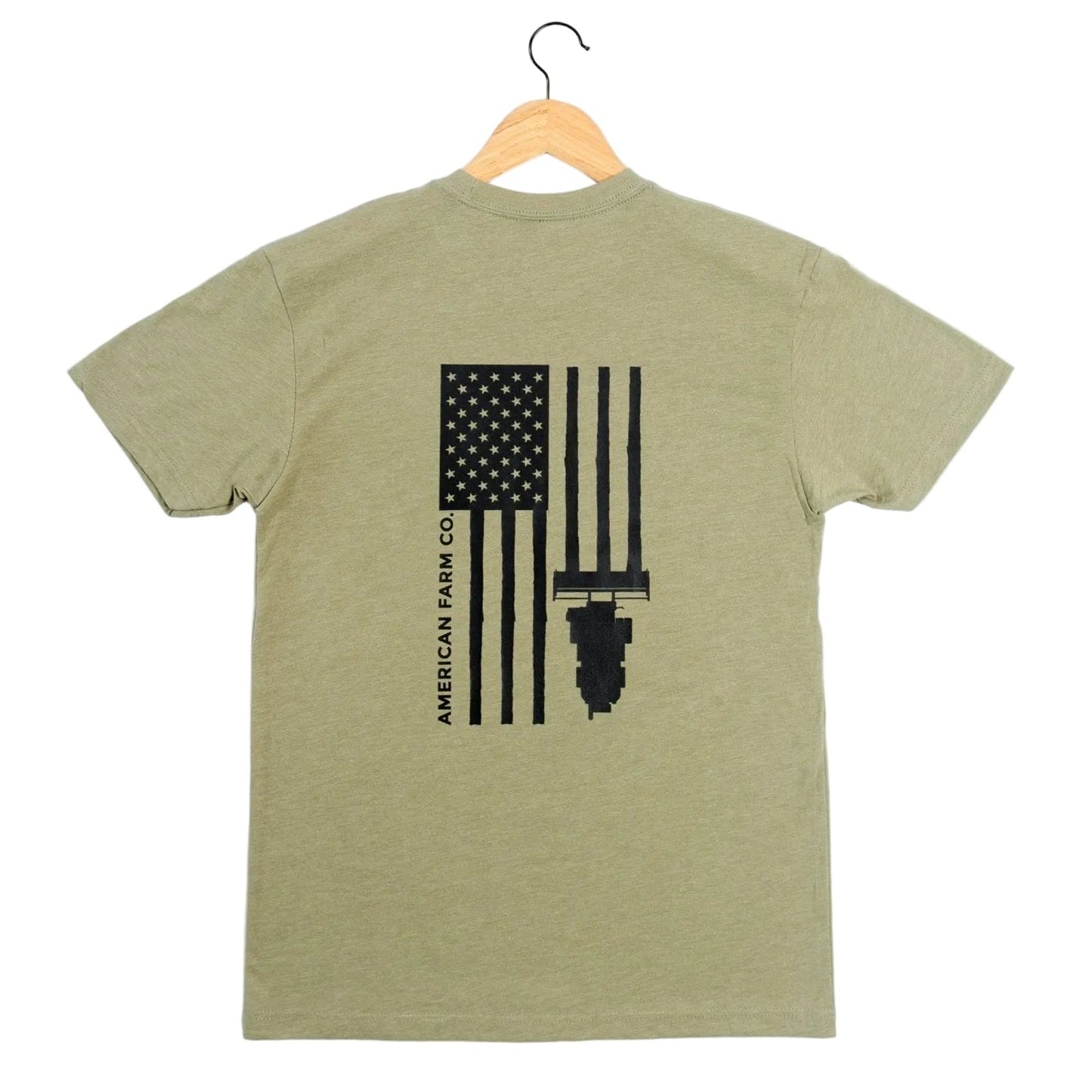 American Farm Co. Harvest Flag Olive Green T-Shirt - QC Supply - 