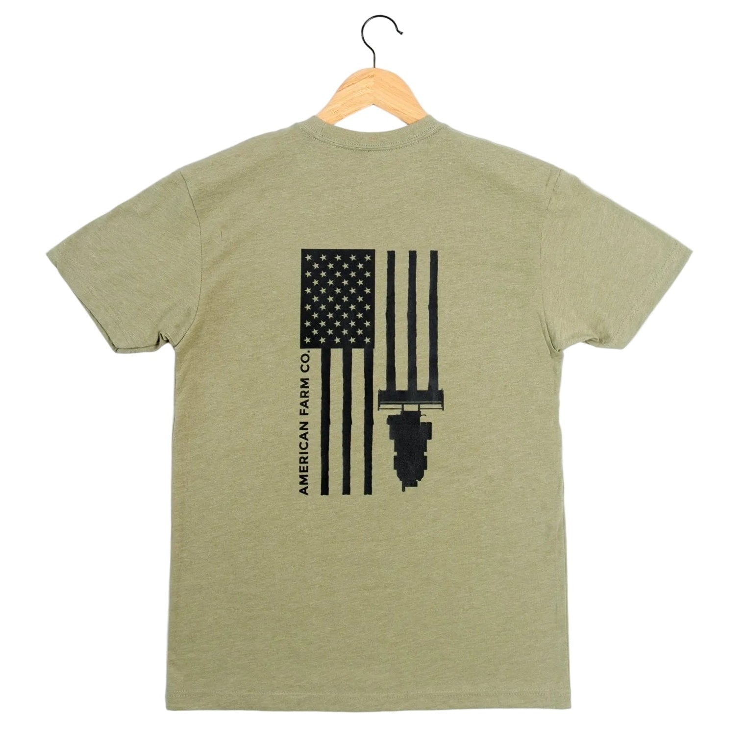 American Farm Co. Harvest Flag Olive Green T-Shirt - QC Supply - 
