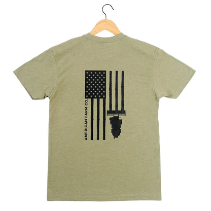 American Farm Co. Harvest Flag Olive Green T-Shirt - QC Supply - 