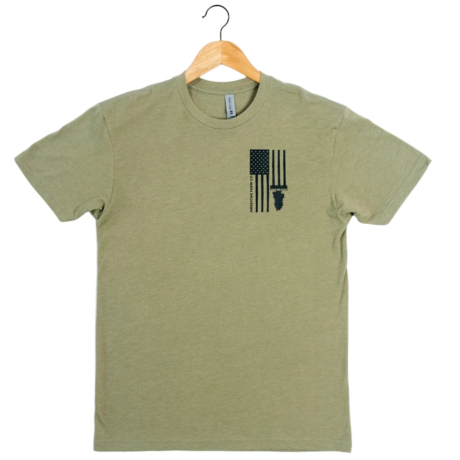 American Farm Co. Harvest Flag Olive Green T-Shirt - QC Supply - 