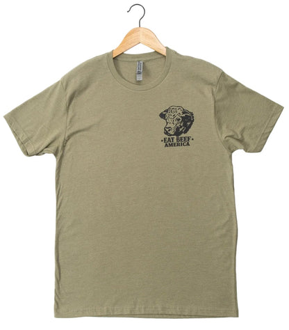 American Farm Co. Hereford Eat Beef America Olive Green T-Shirt - QC Supply - 