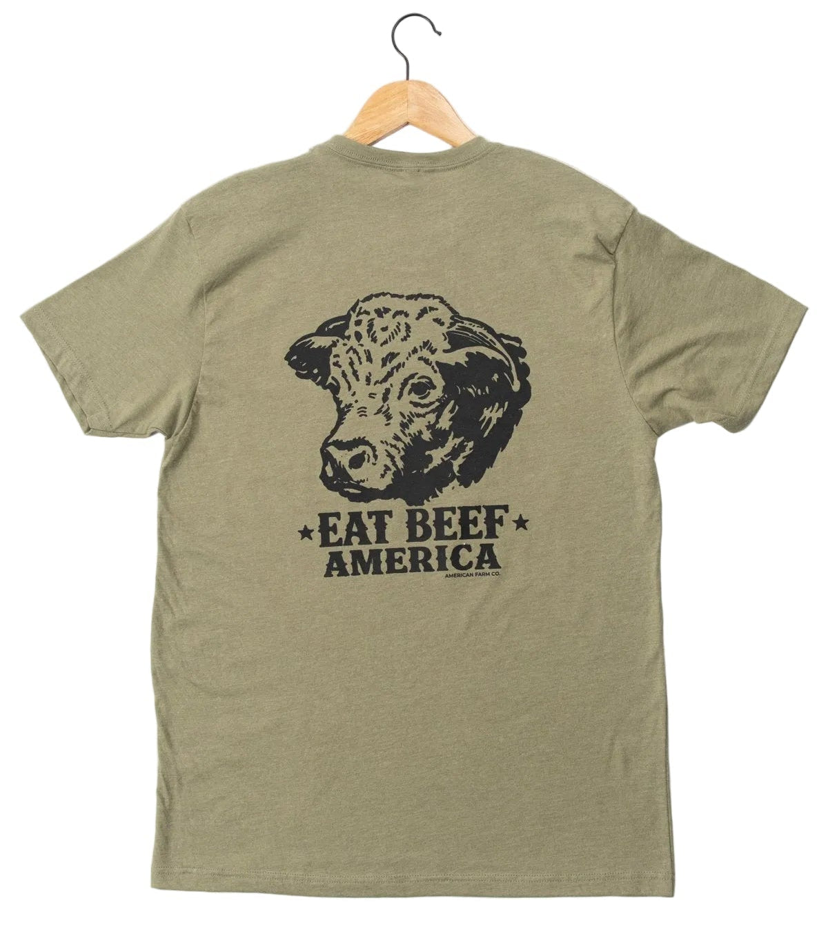 American Farm Co. Hereford Eat Beef America Olive Green T-Shirt - QC Supply - 