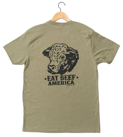 American Farm Co. Hereford Eat Beef America Olive Green T-Shirt - QC Supply - 