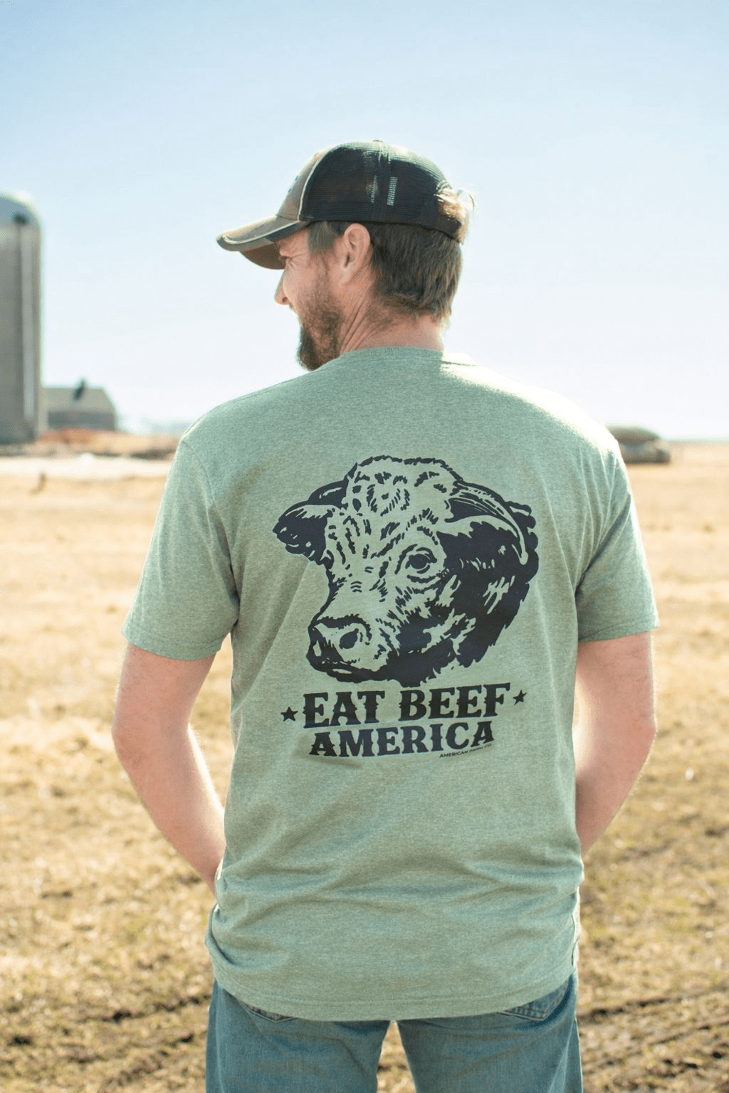 American Farm Co. Hereford Eat Beef America Olive Green T-Shirt - QC Supply - 