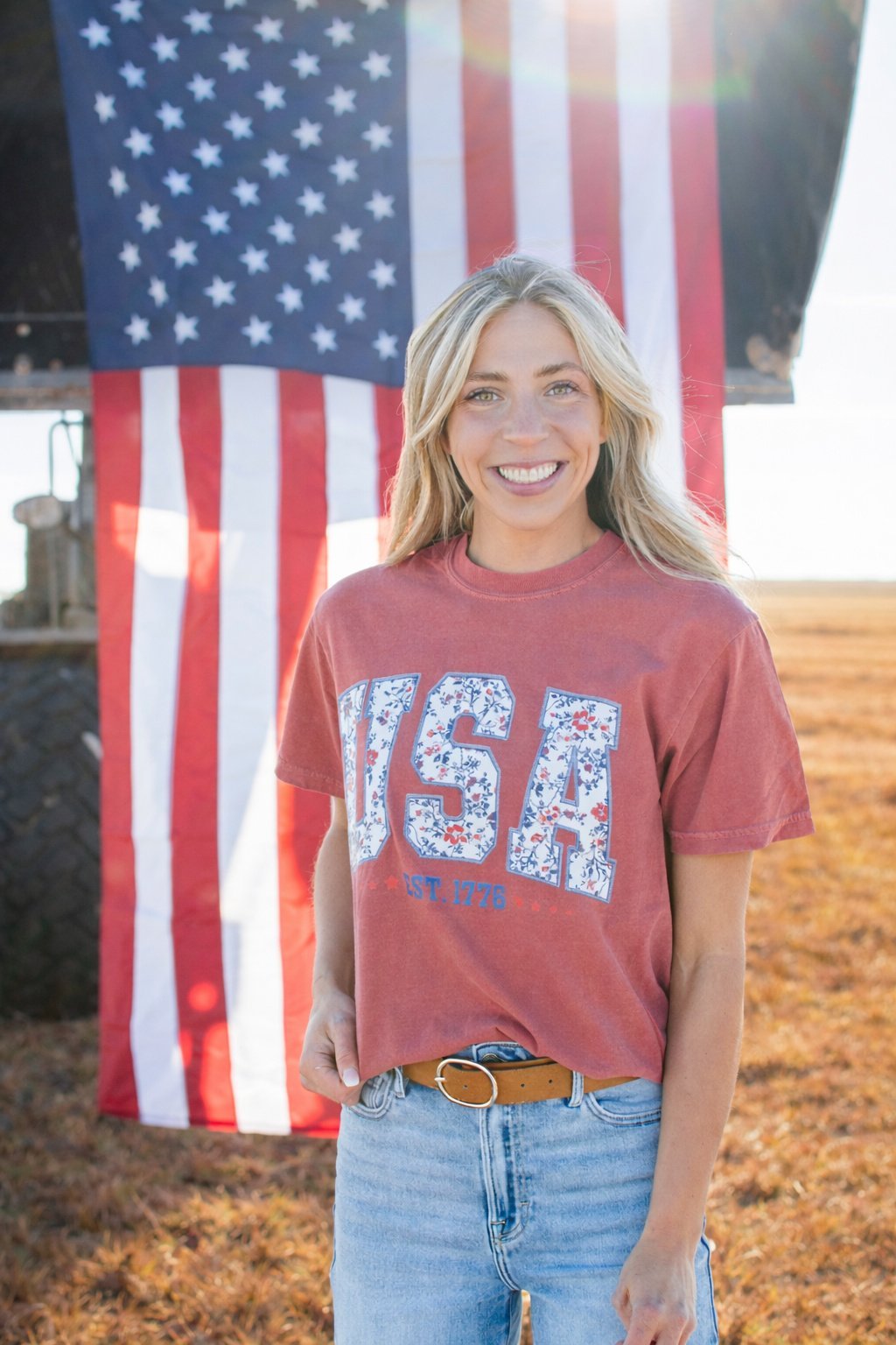 American Farm Co. Patriotic Floral USA T-Shirt - QC Supply - 