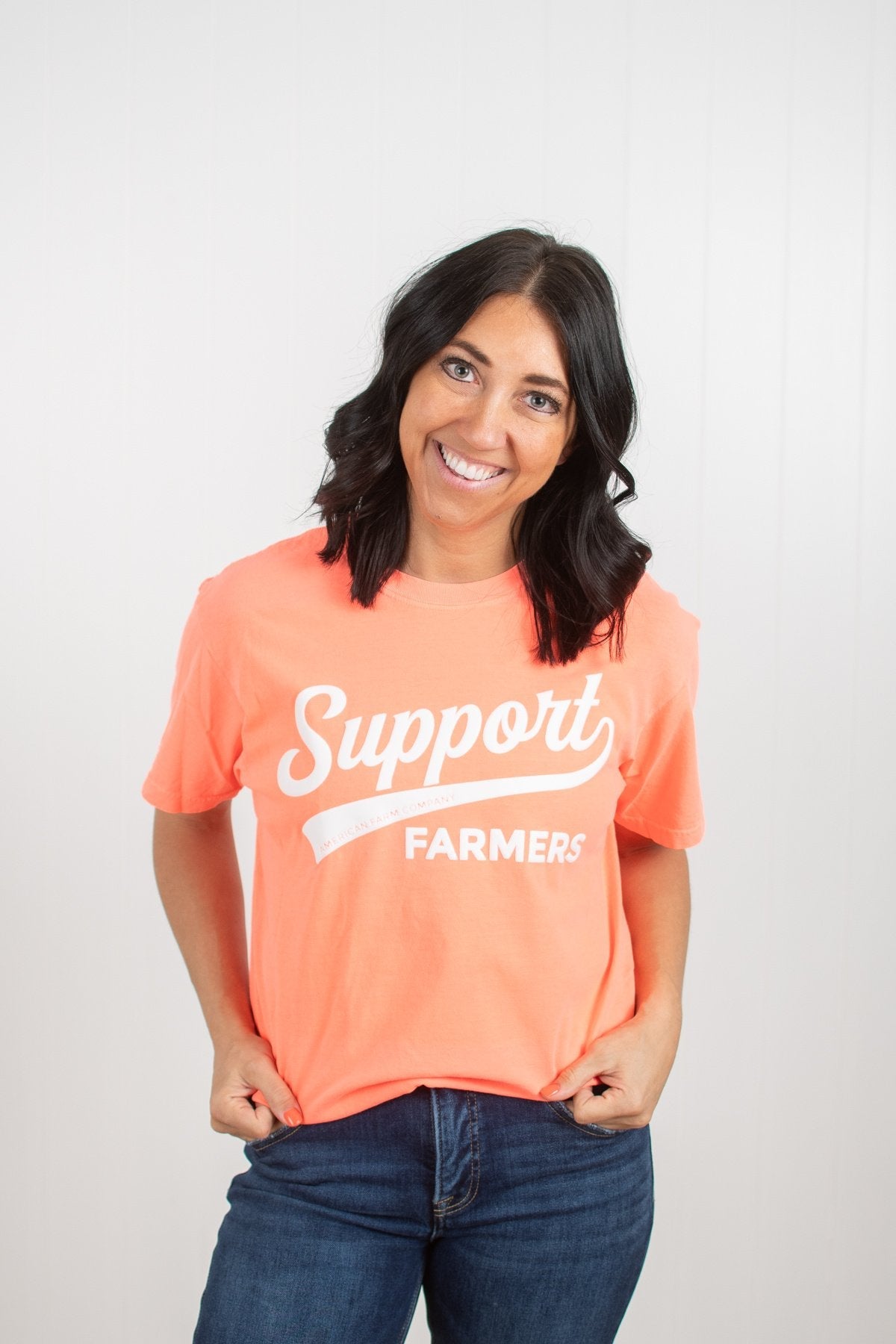 American Farm Co. Support Farmers Banner Orange T-Shirt - QC Supply - 