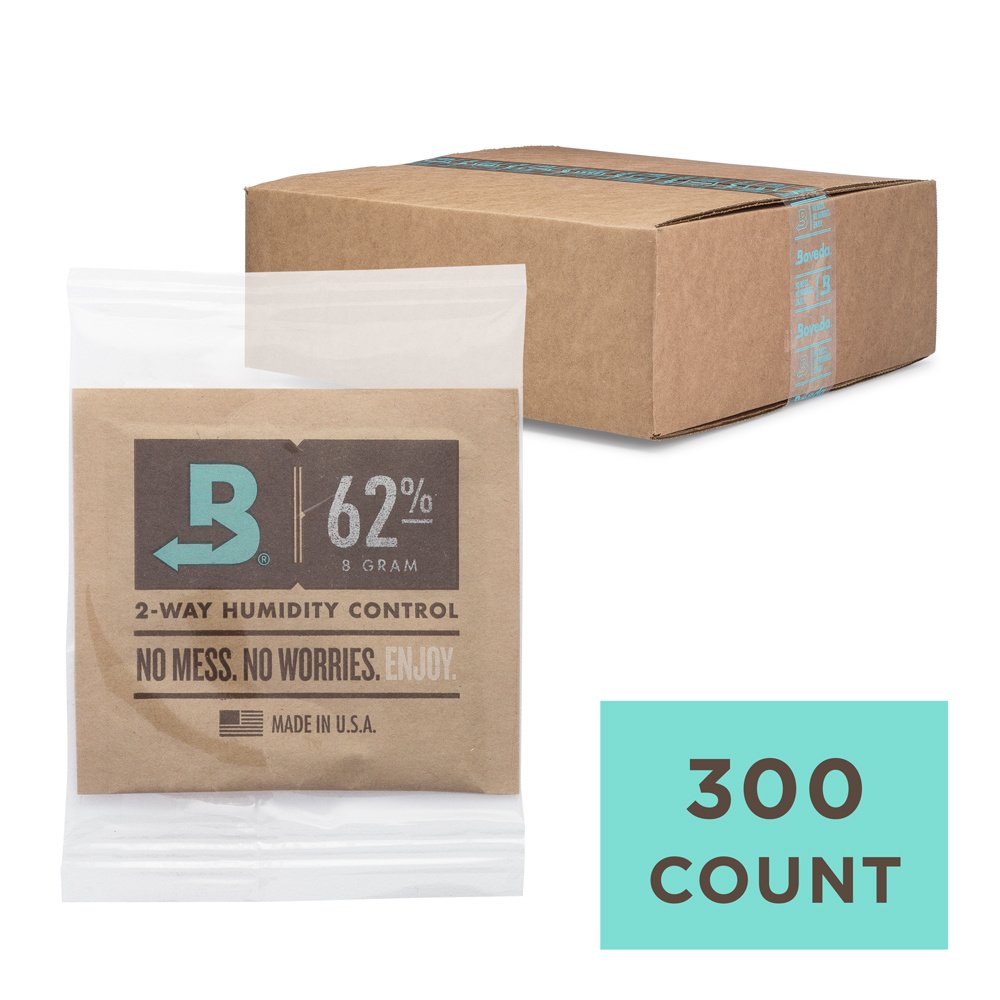 Boveda Two - Way Humidity Control Packets - Size 8, 62% RH - Case of 300 - Wrapped - QC Supply - 